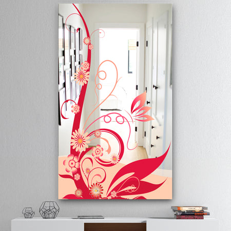 Pink Flower Vibrant Vine - Cabin and Lodge Mirror - Wall Mirror