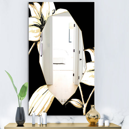 Hand Sketched Orchid and Lily - Glam Mirror - Decorative Modern Mirror