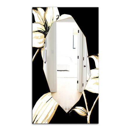 Hand Sketched Orchid and Lily - Glam Mirror - Decorative Modern Mirror