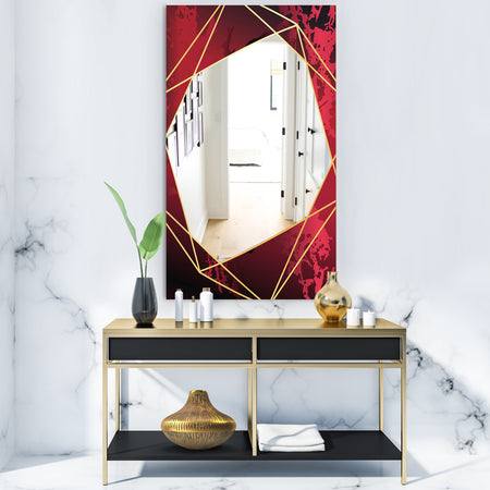 Black and Gold Marble Geometric - Glam Mirror - Frameless Vanity Mirror