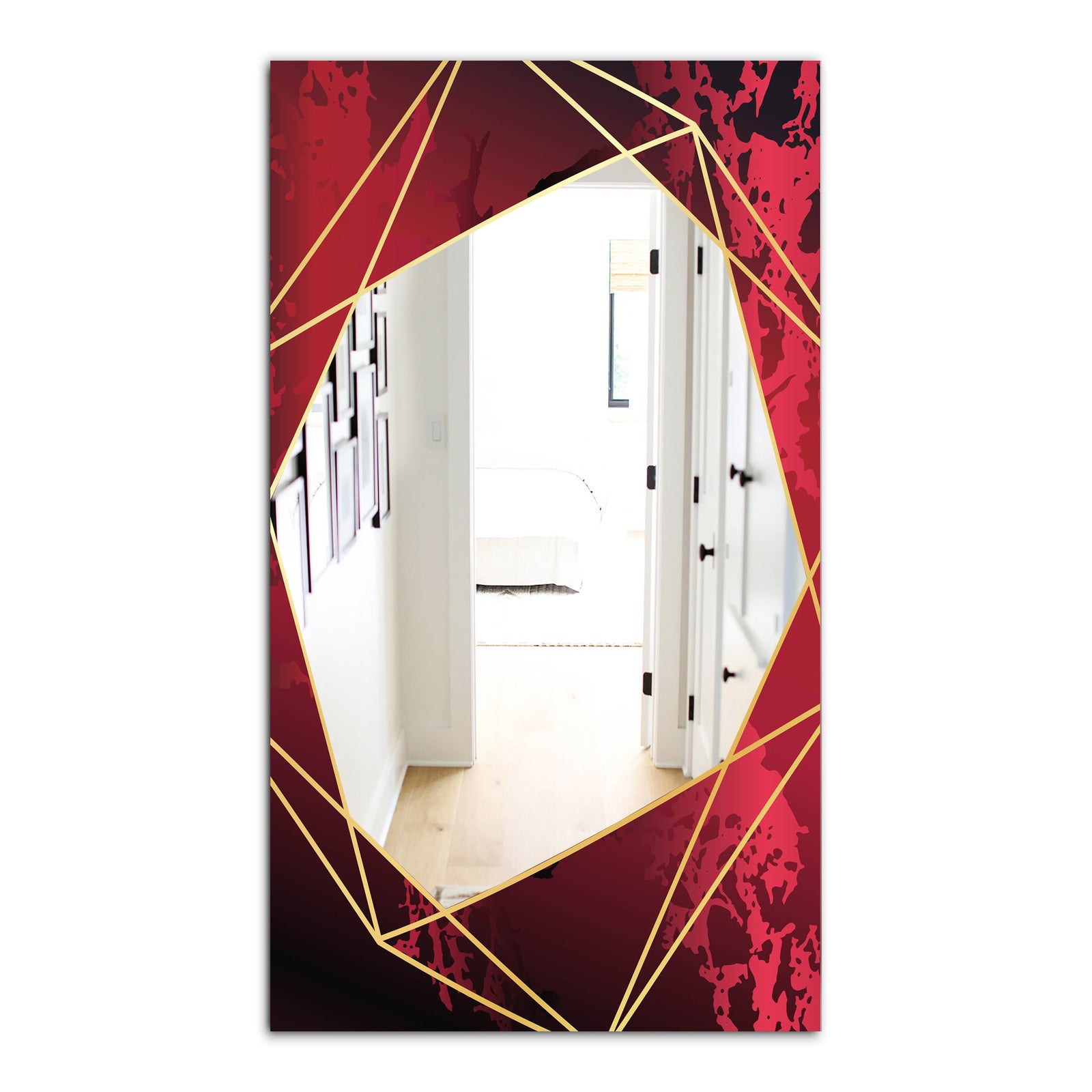 Black and Gold Marble Geometric - Glam Mirror - Frameless Vanity Mirror