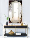 Black and Gold Marble Floral Geometric VI - Glam Mirror - Frameless Vanity Mirror