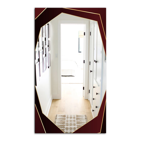 Black and Gold Marble Floral Geometric VII - Glam Mirror - Frameless Vanity Mirror
