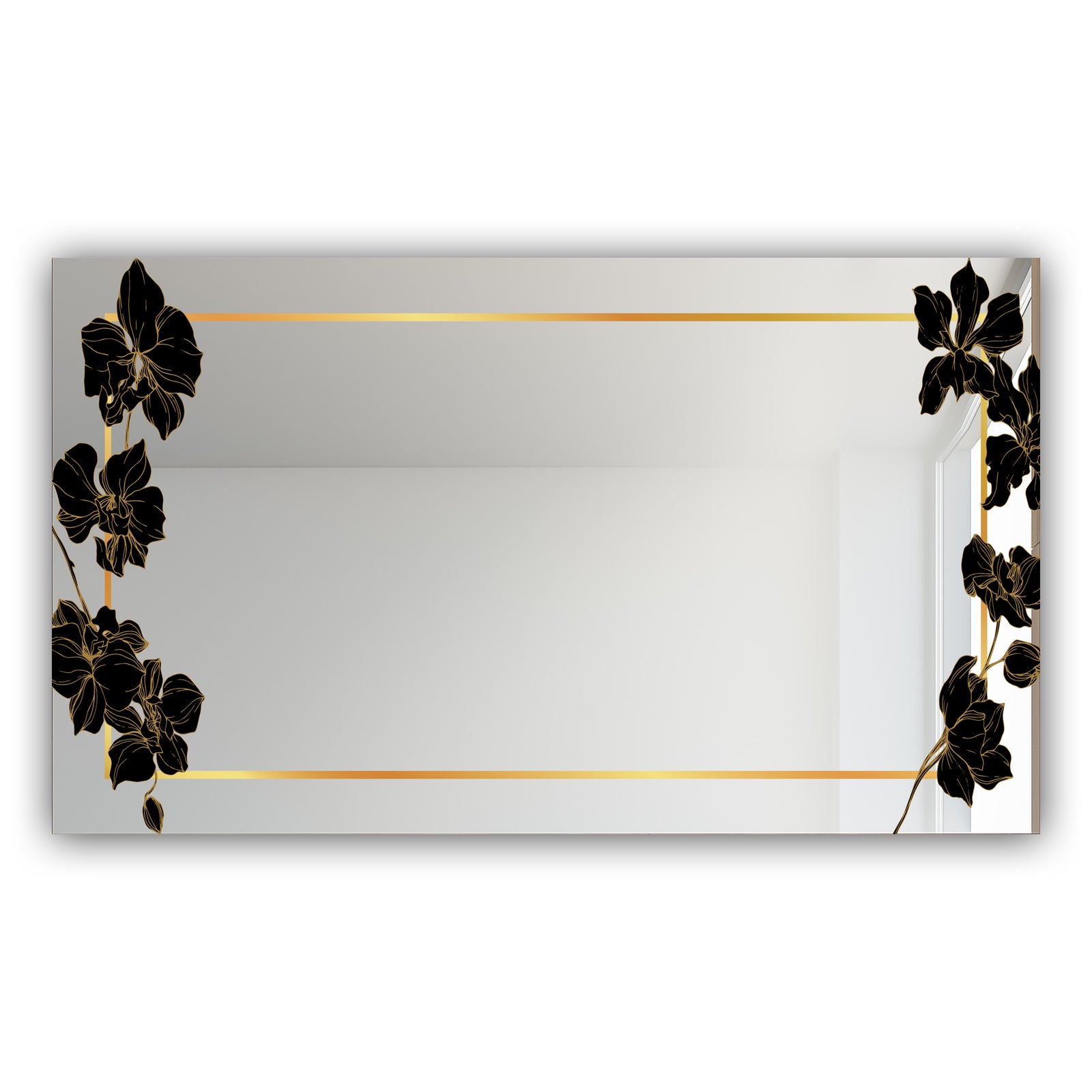 Gold Botanical Obsidian 9 - Glam Mirror - Modern Vanity Mirror