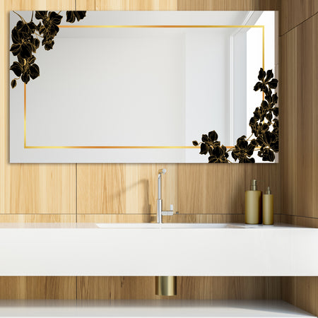 Gold Botanical Obsidian 10 - Glam Mirror - Modern Vanity Mirror