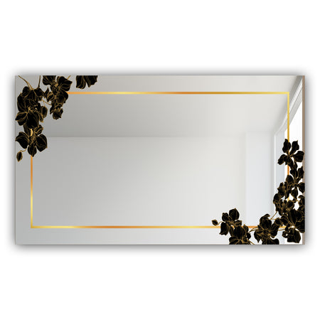 Gold Botanical Obsidian 10 - Glam Mirror - Modern Vanity Mirror