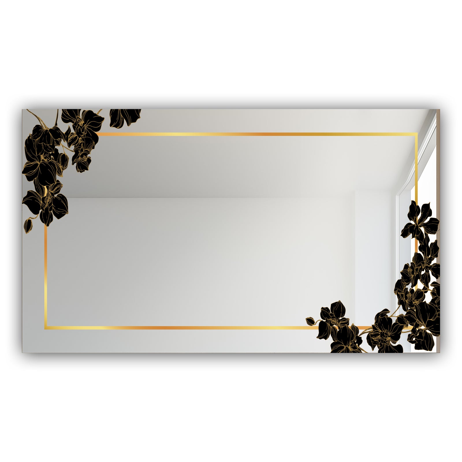 Gold Botanical Obsidian 10 - Glam Mirror - Modern Vanity Mirror