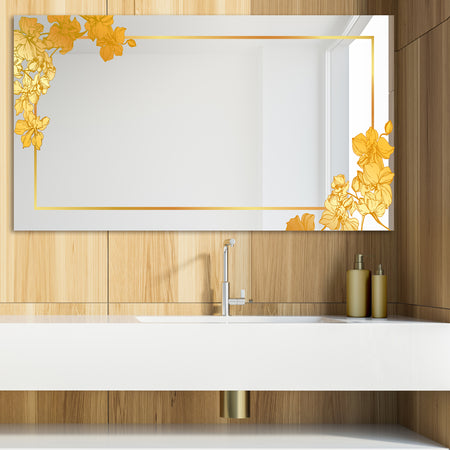 Gold Botanical Obsidian 11 - Glam Mirror - Modern Vanity Mirror