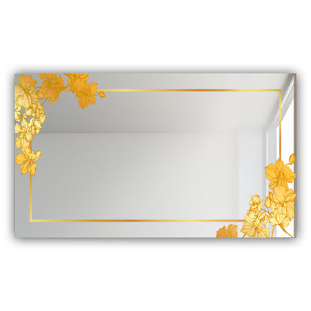 Gold Botanical Obsidian 11 - Glam Mirror - Modern Vanity Mirror