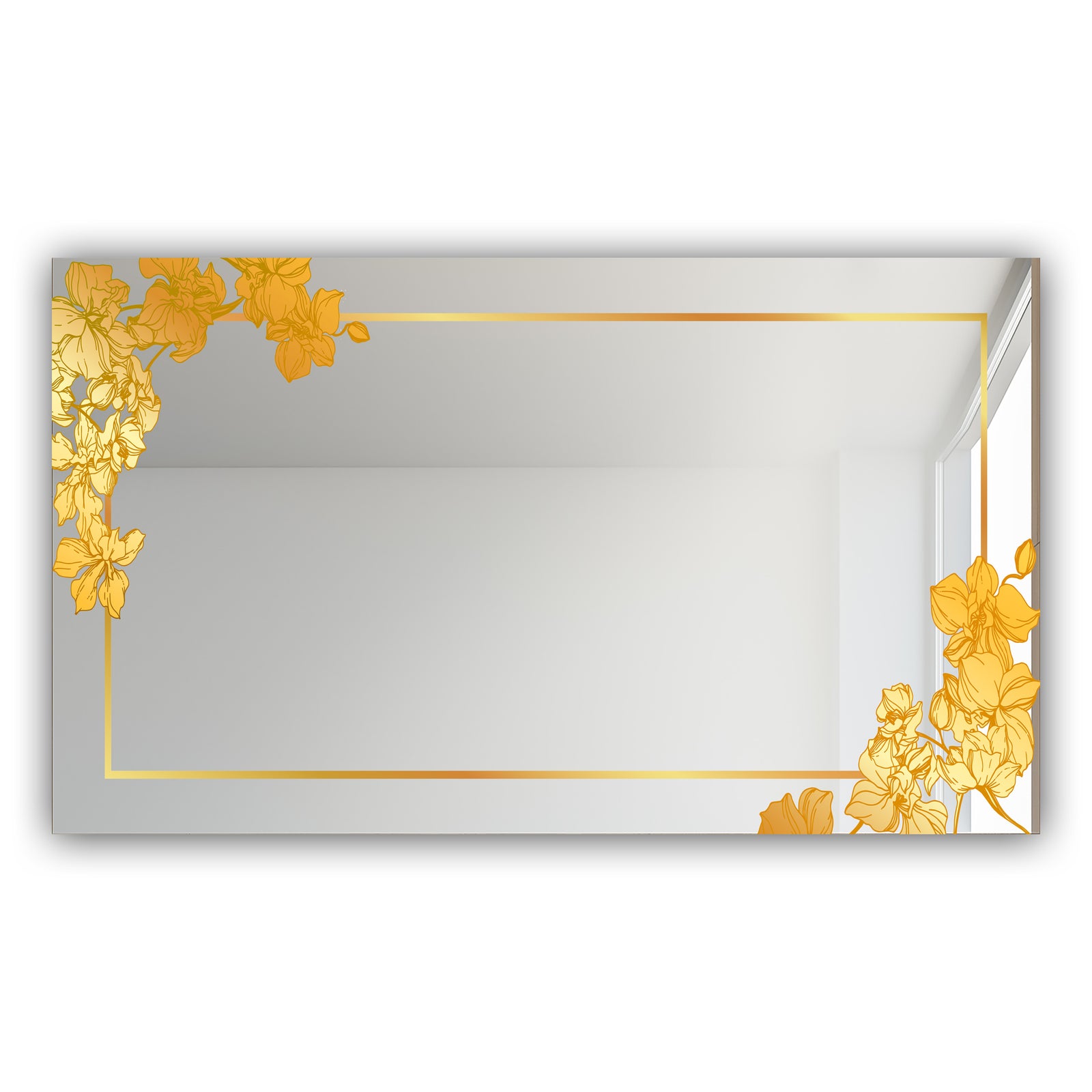 Gold Botanical Obsidian 11 - Glam Mirror - Modern Vanity Mirror