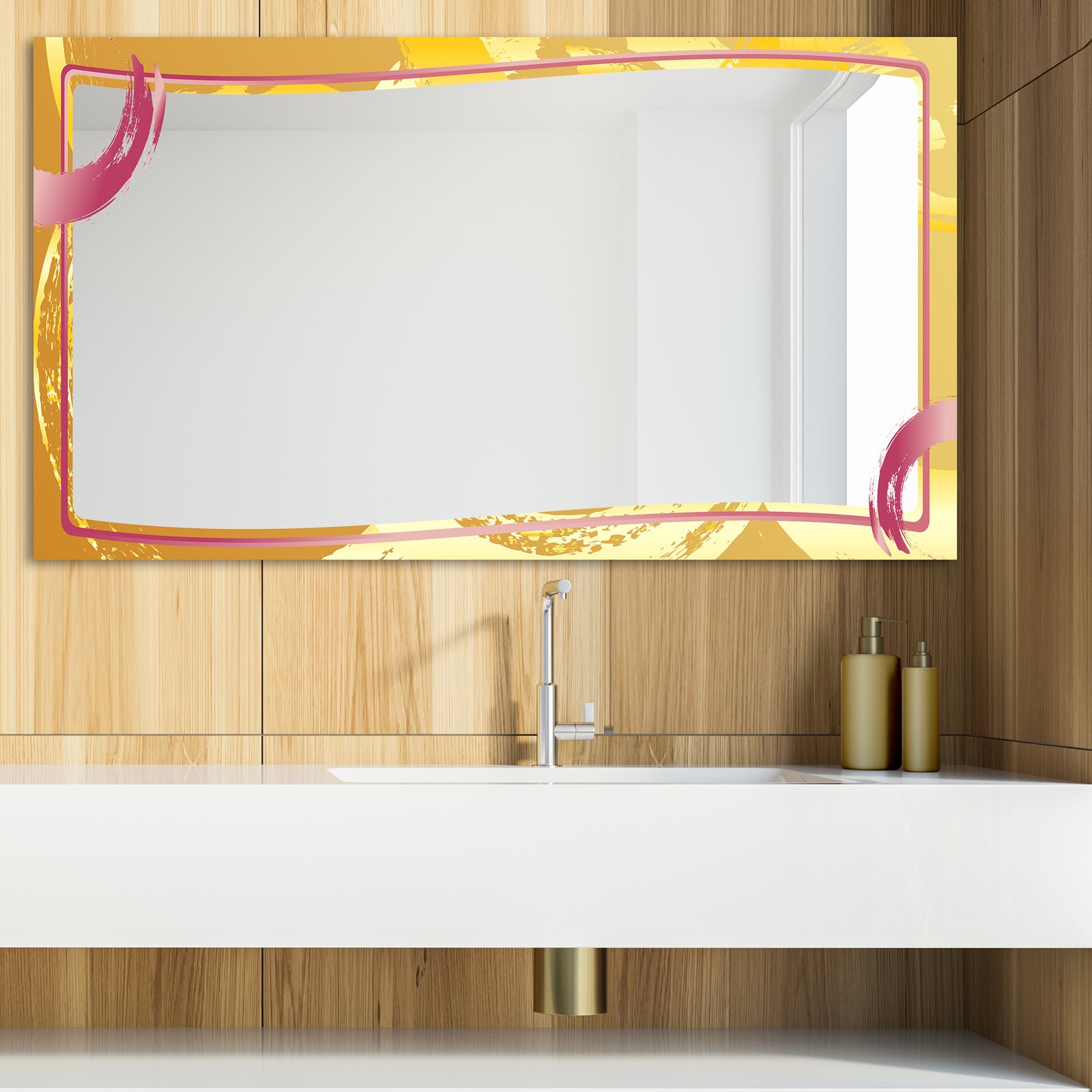 Gold and Pink Frame 3 - Glam Mirror - Modern Vanity Mirror