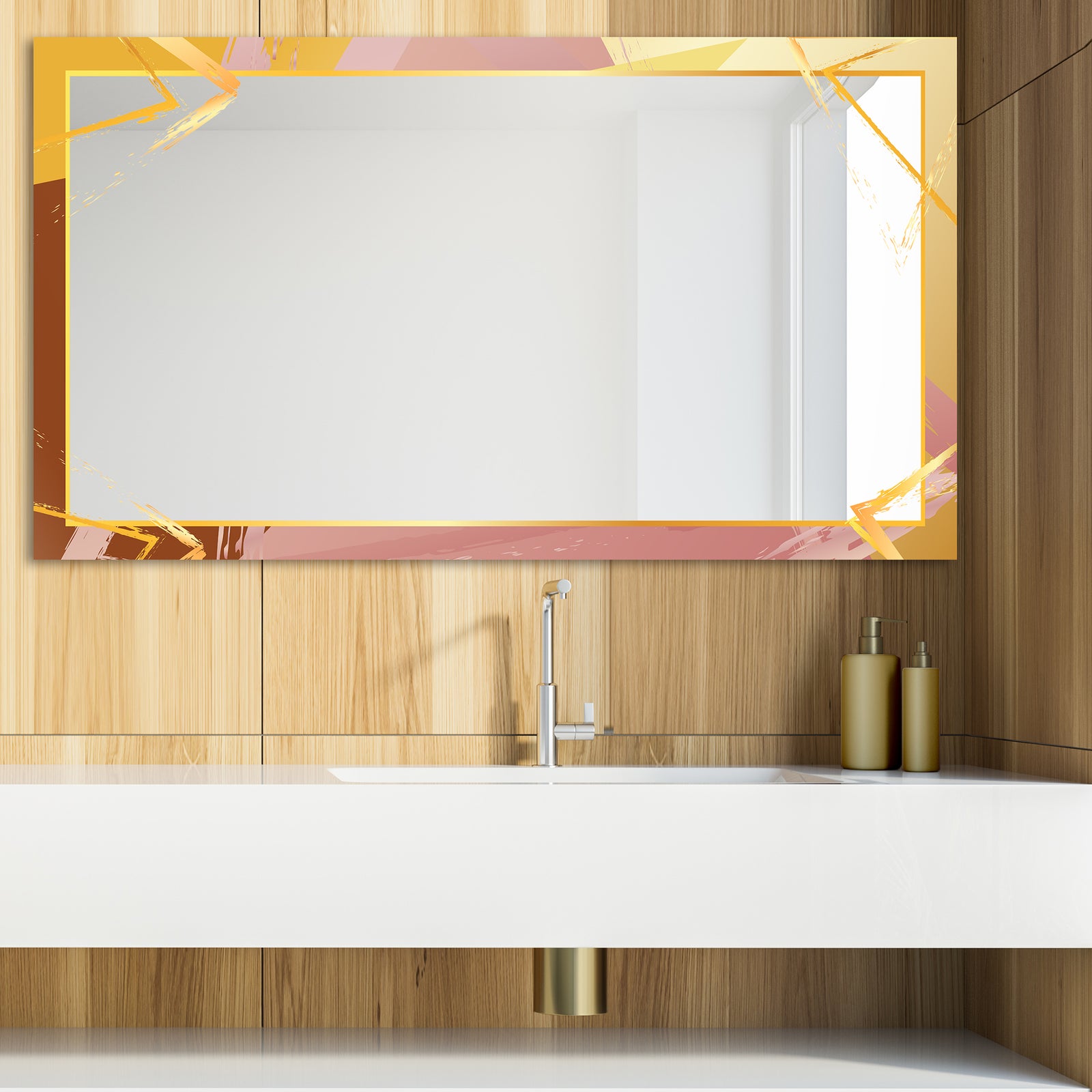 Gold and Pink Frame 7 - Glam Mirror - Modern Vanity Mirror