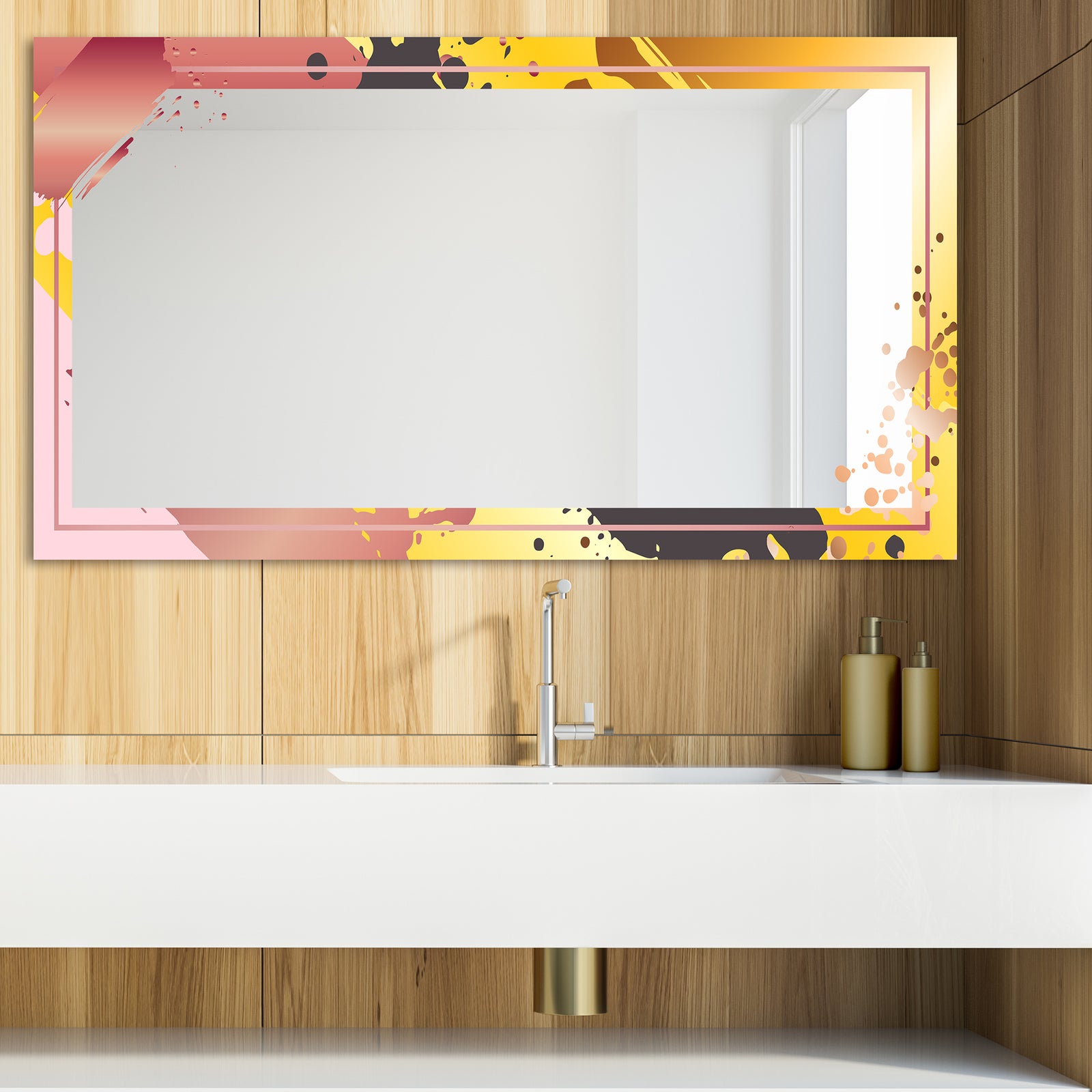 Gold and Pink Frame 8 - Glam Mirror - Modern Vanity Mirror