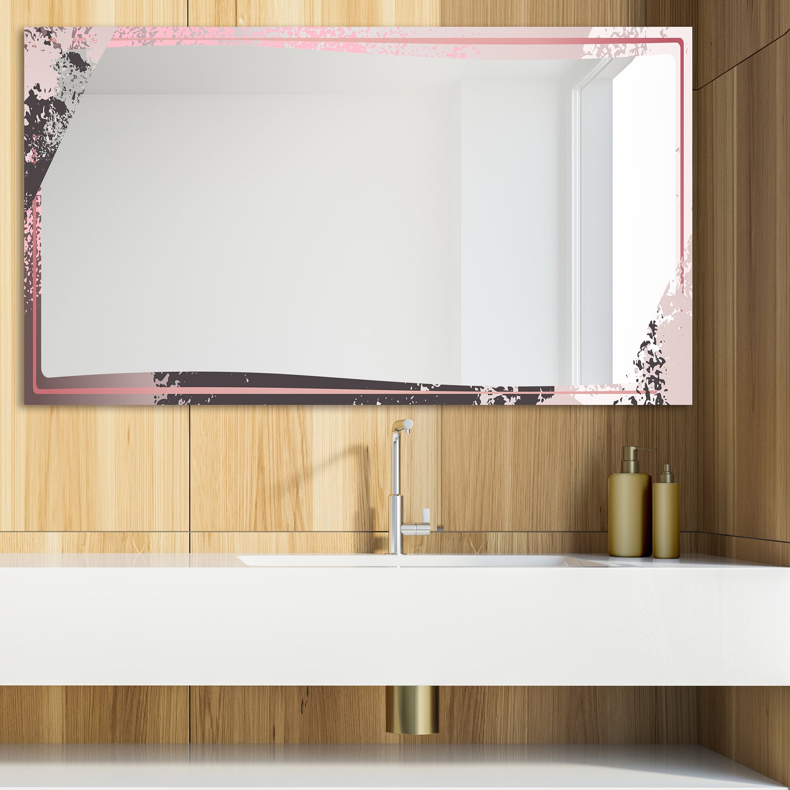 Gold and Pink Frame 9 - Glam Mirror - Modern Vanity Mirror