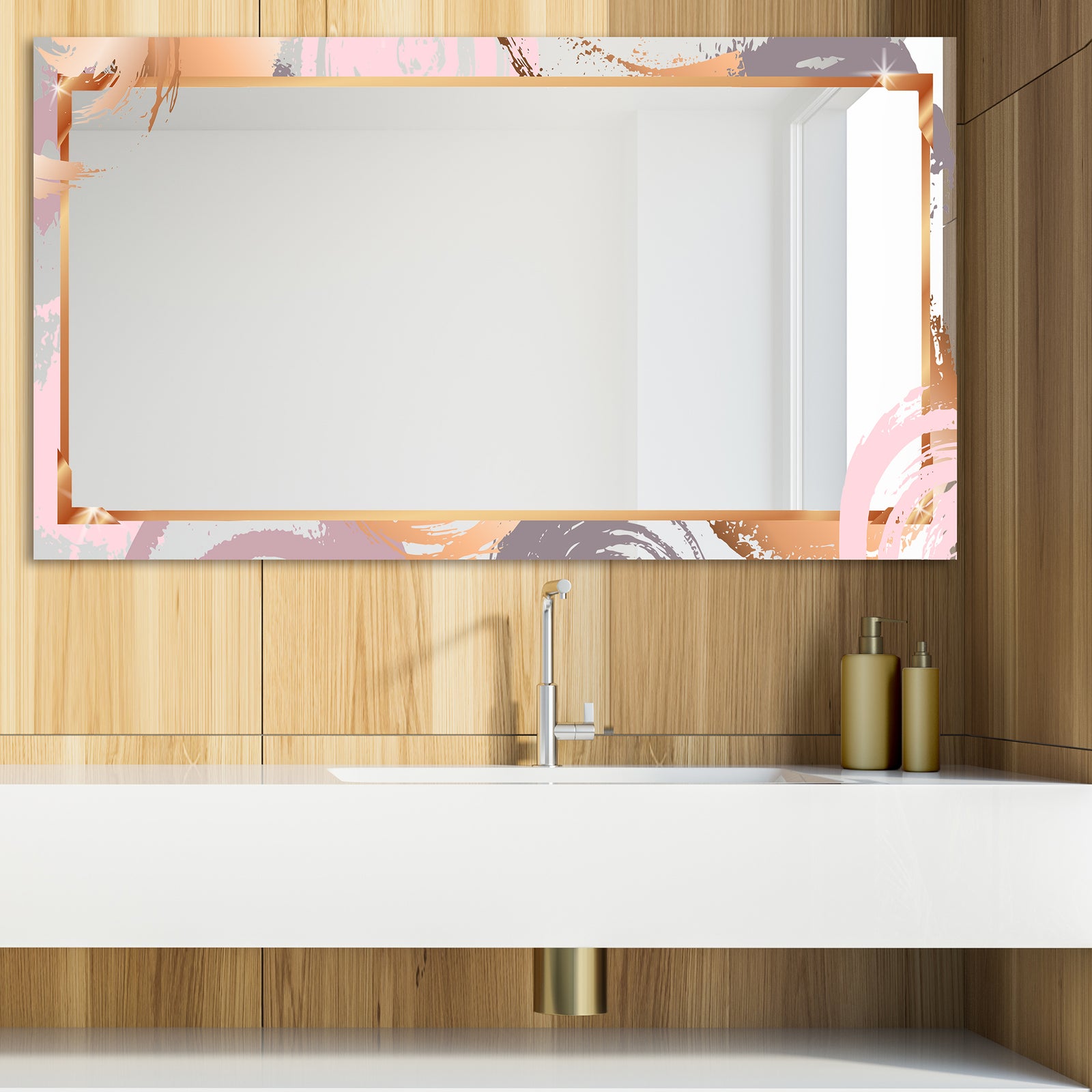 Gold and Pink Frame 12 - Glam Mirror - Modern Vanity Mirror