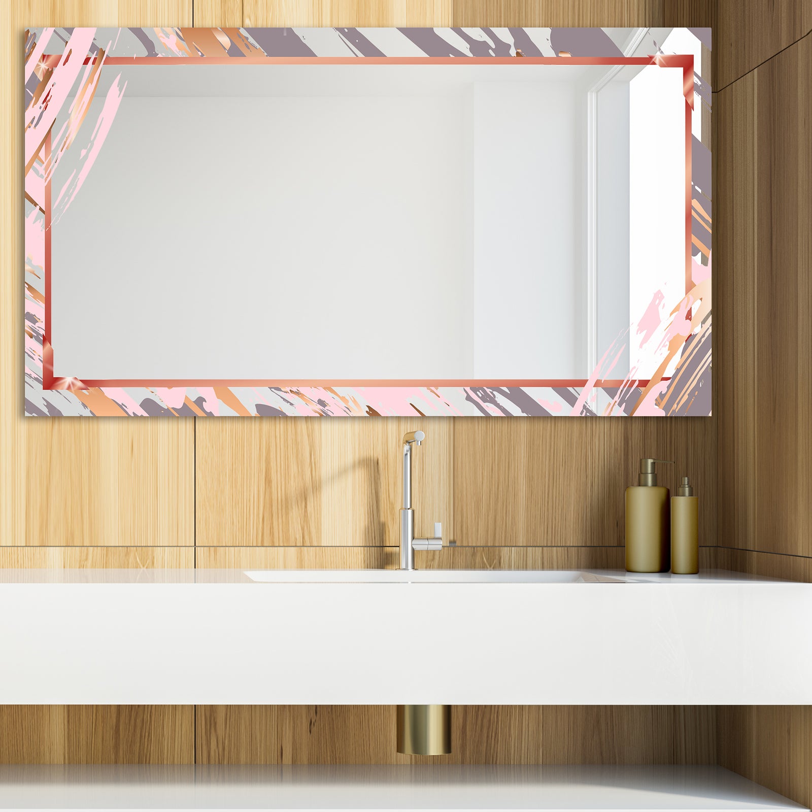 Gold and Pink Frame 14 - Glam Mirror - Modern Vanity Mirror