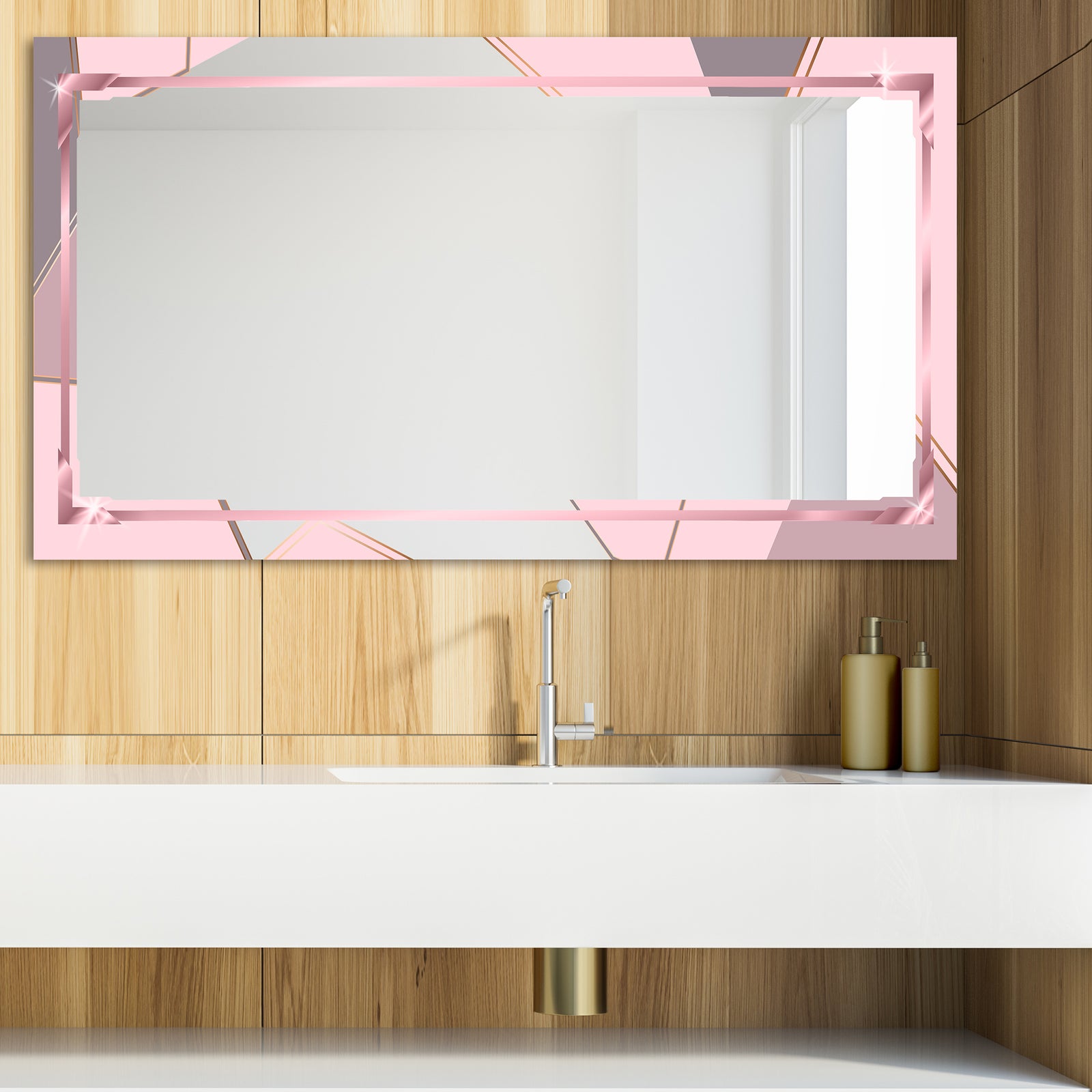 Gold and Pink Frame 16 - Glam Mirror - Modern Vanity Mirror