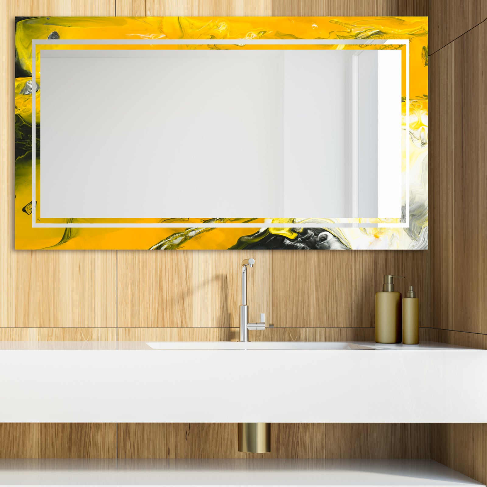 Marbled Yellow 11 - Glam Mirror - Modern Vanity Mirror