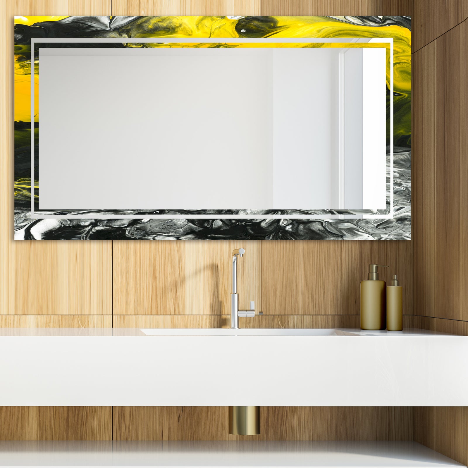 Marbled Yellow 13 - Glam Mirror - Modern Vanity Mirror