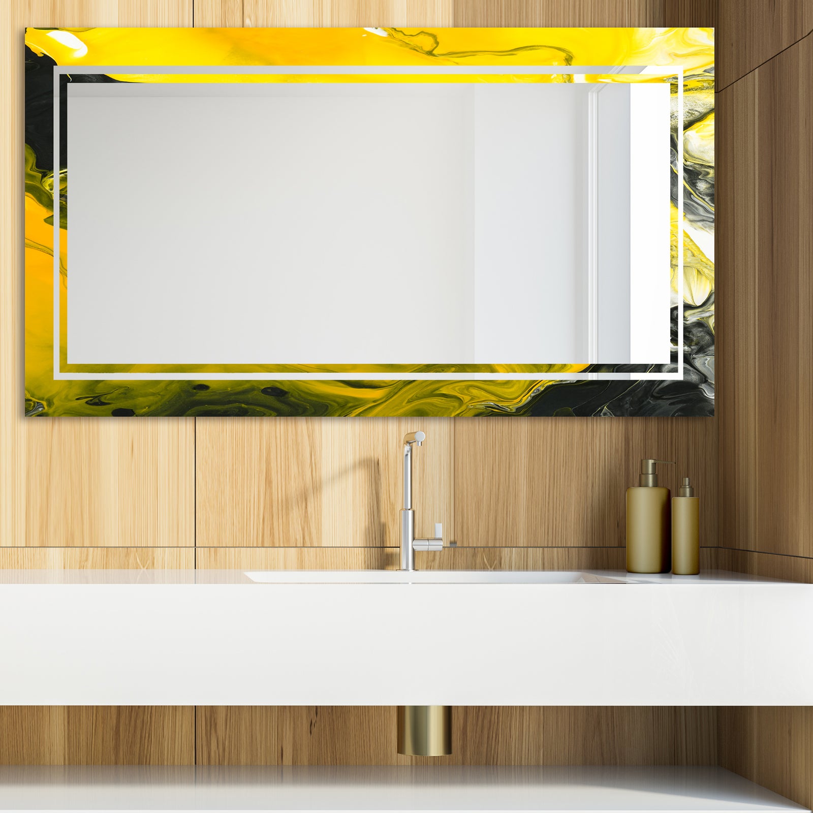 Marbled Yellow 14 - Glam Mirror - Modern Vanity Mirror