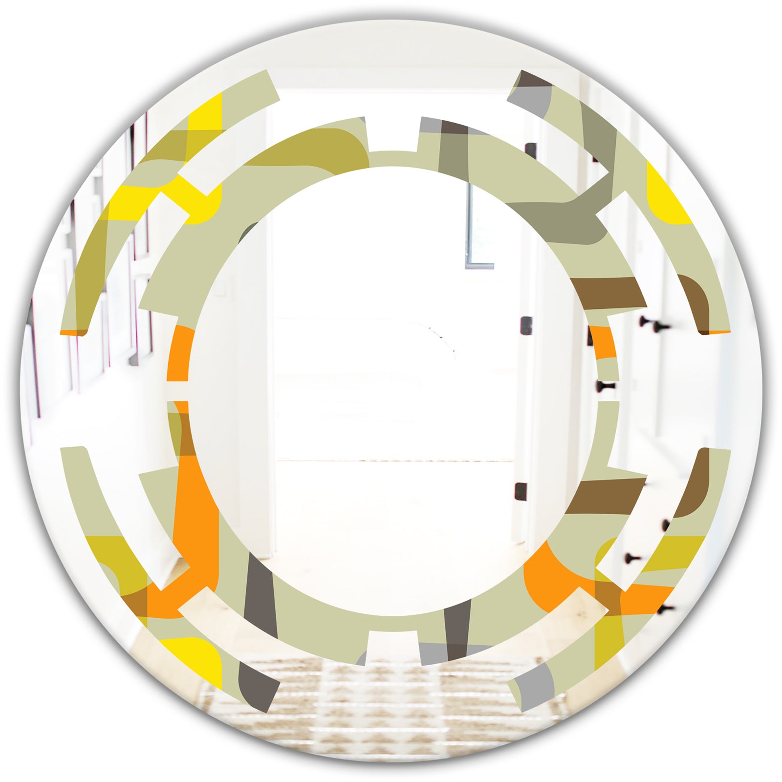 Retro Square Design VII - Modern Round or Oval Wall Mirror - Space