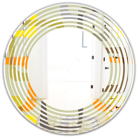 Retro Square Design VII - Modern Round or Oval Wall Mirror - Wave