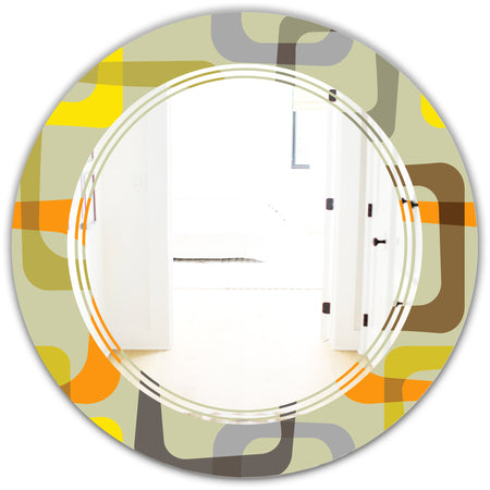 Retro Square Design VII - Modern Round or Oval Wall Mirror - Triple C