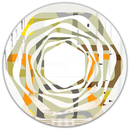 Retro Square Design VII - Modern Round or Oval Wall Mirror - Whirl