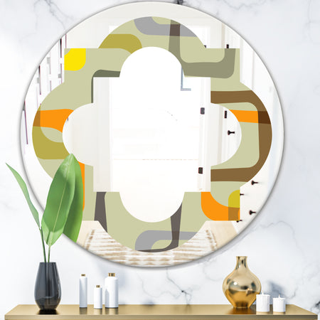 Retro Square Design VII - Modern Round or Oval Wall Mirror - Quatrefoil