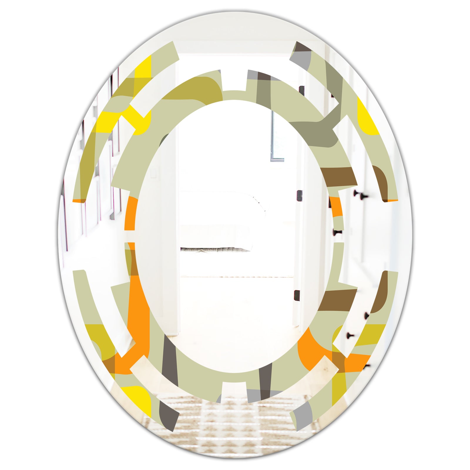 Retro Square Design VII - Modern Round or Oval Wall Mirror - Space