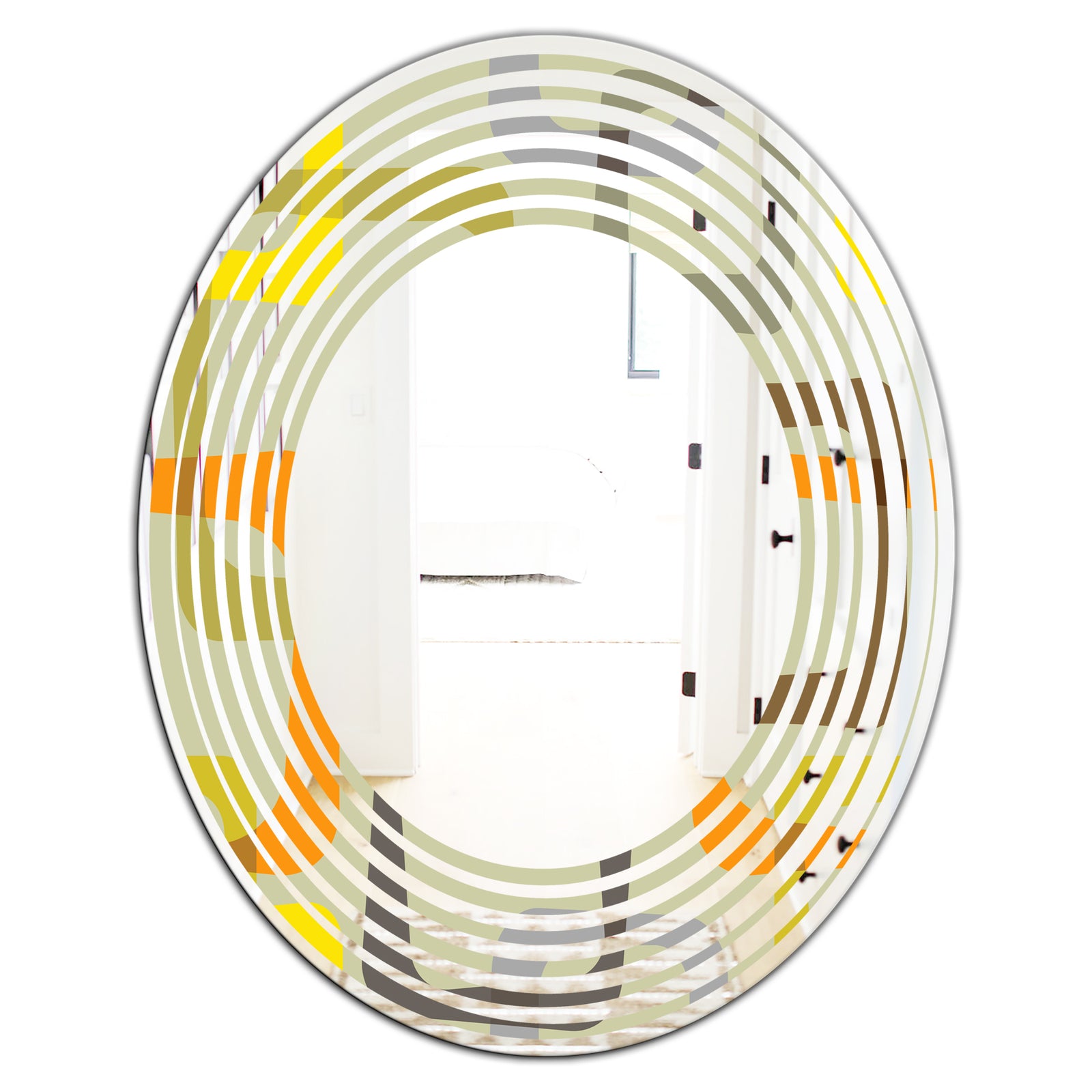 Retro Square Design VII - Modern Round or Oval Wall Mirror - Wave