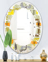 Retro Square Design VII - Modern Round or Oval Wall Mirror - Leaves