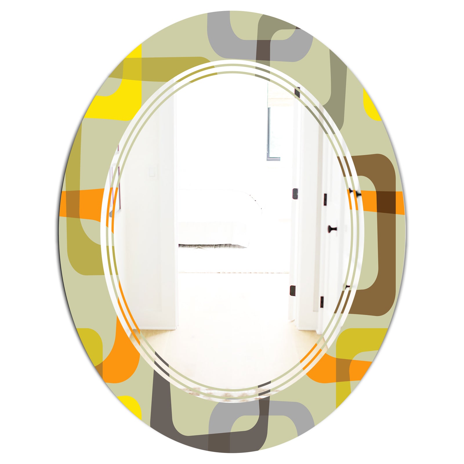 Retro Square Design VII - Modern Round or Oval Wall Mirror - Triple C