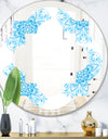 Circular Geometric In Blue - Modern Round or Oval Wall Mirror - Quatrefoil