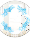 Circular Geometric In Blue - Modern Round or Oval Wall Mirror - Quatrefoil
