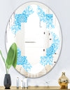 Circular Geometric In Blue - Modern Round or Oval Wall Mirror - Quatrefoil