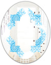Circular Geometric In Blue - Modern Round or Oval Wall Mirror - Quatrefoil