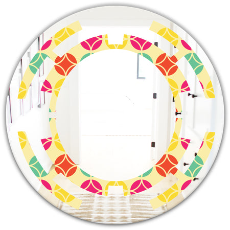 Retro Circular Pattern VII - Modern Round or Oval Wall Mirror - Space