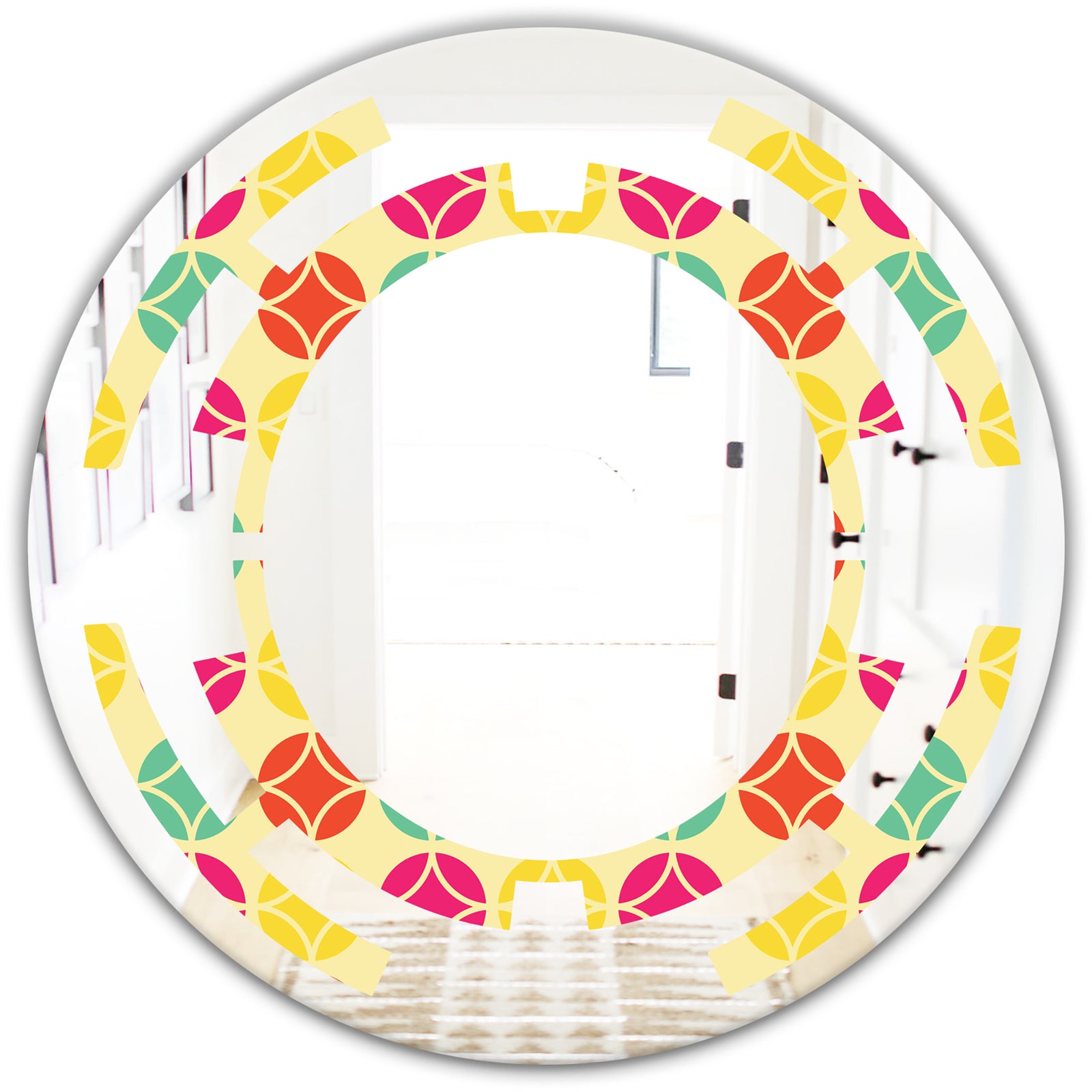 Retro Circular Pattern VII - Modern Round or Oval Wall Mirror - Space