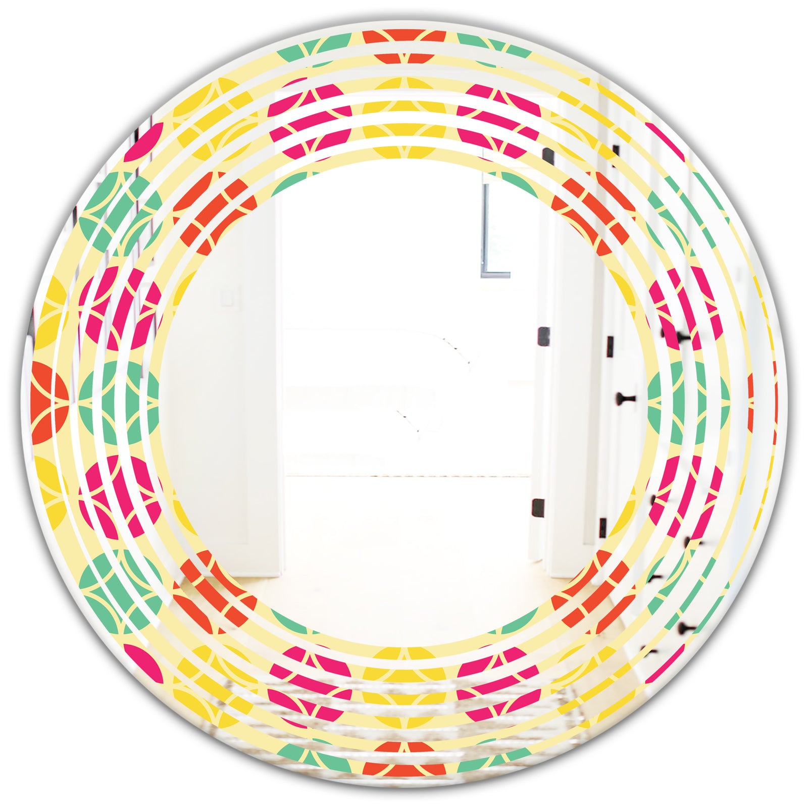 Retro Circular Pattern VII - Modern Round or Oval Wall Mirror - Wave