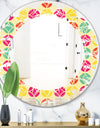 Retro Circular Pattern VII - Modern Round or Oval Wall Mirror - Leaves