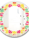 Retro Circular Pattern VII - Modern Round or Oval Wall Mirror - Leaves