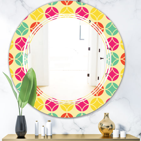 Retro Circular Pattern VII - Modern Round or Oval Wall Mirror - Triple C