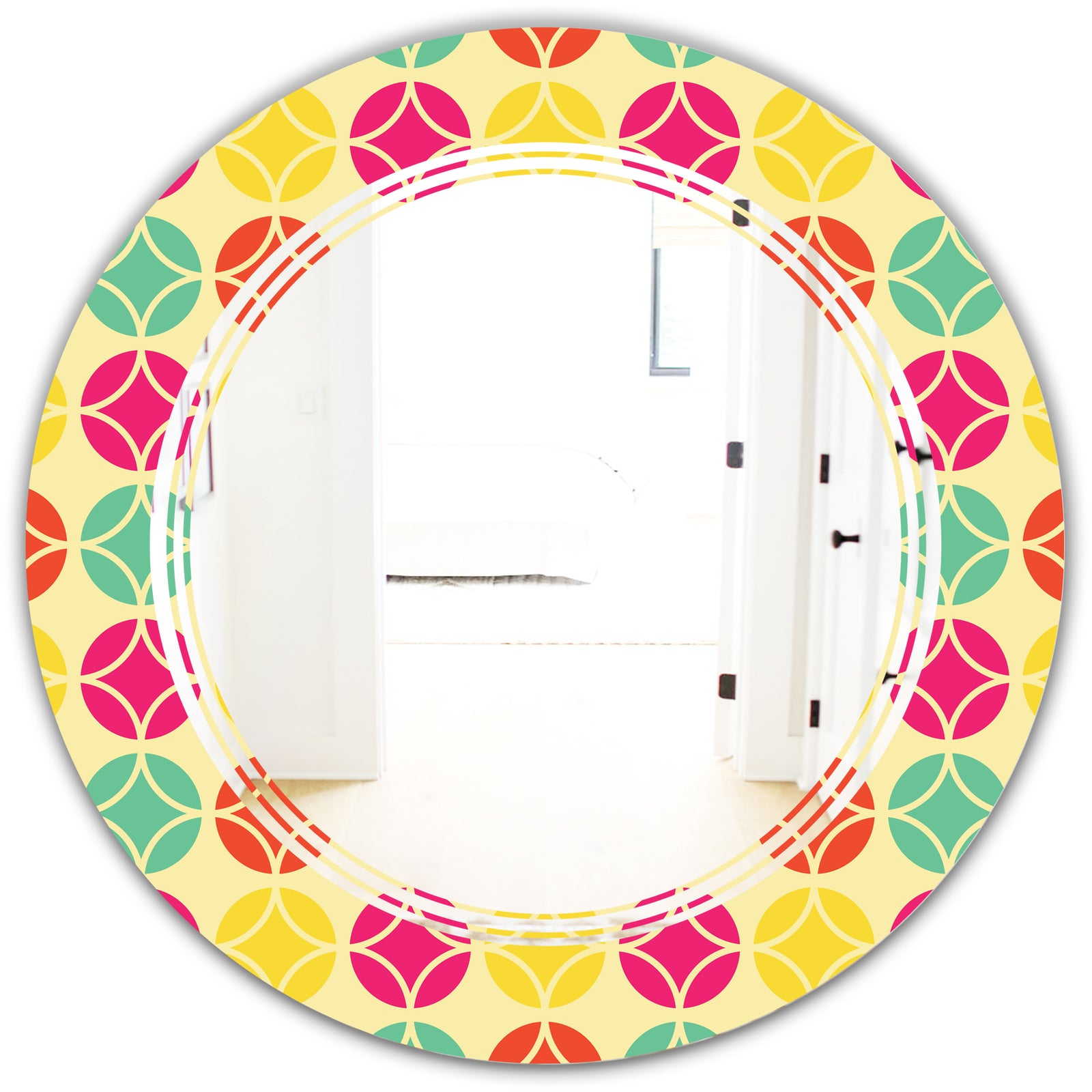 Retro Circular Pattern VII - Modern Round or Oval Wall Mirror - Triple C