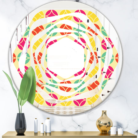 Retro Circular Pattern VII - Modern Round or Oval Wall Mirror - Whirl