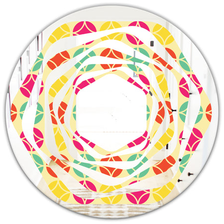 Retro Circular Pattern VII - Modern Round or Oval Wall Mirror - Whirl