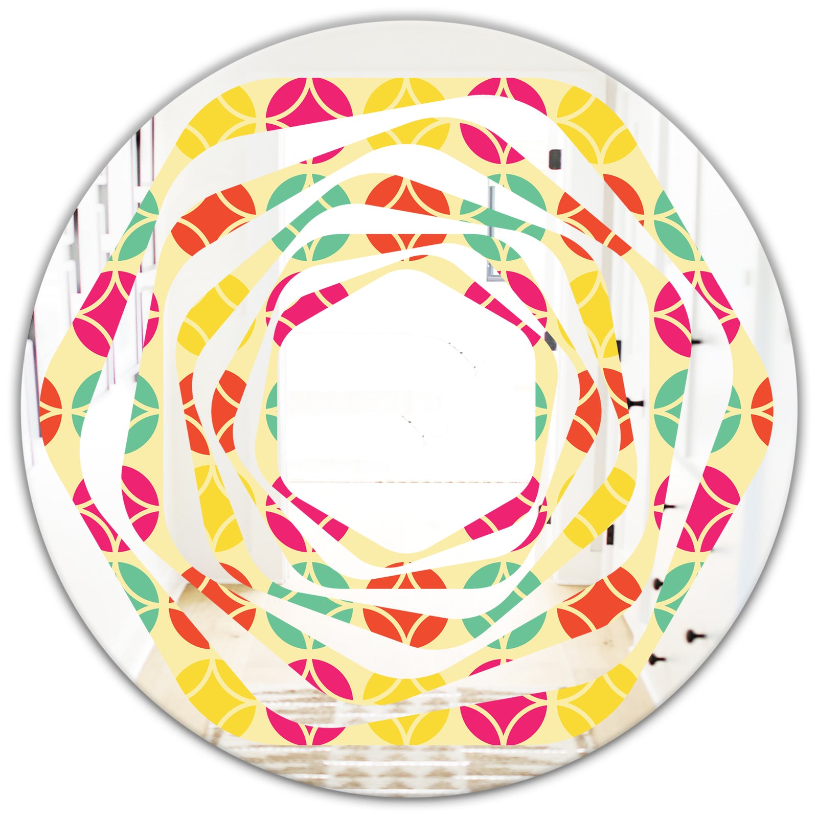 Retro Circular Pattern VII - Modern Round or Oval Wall Mirror - Whirl