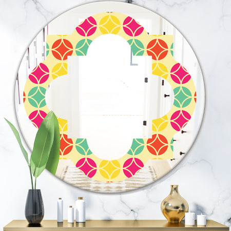 Retro Circular Pattern VII - Modern Round or Oval Wall Mirror - Quatrefoil