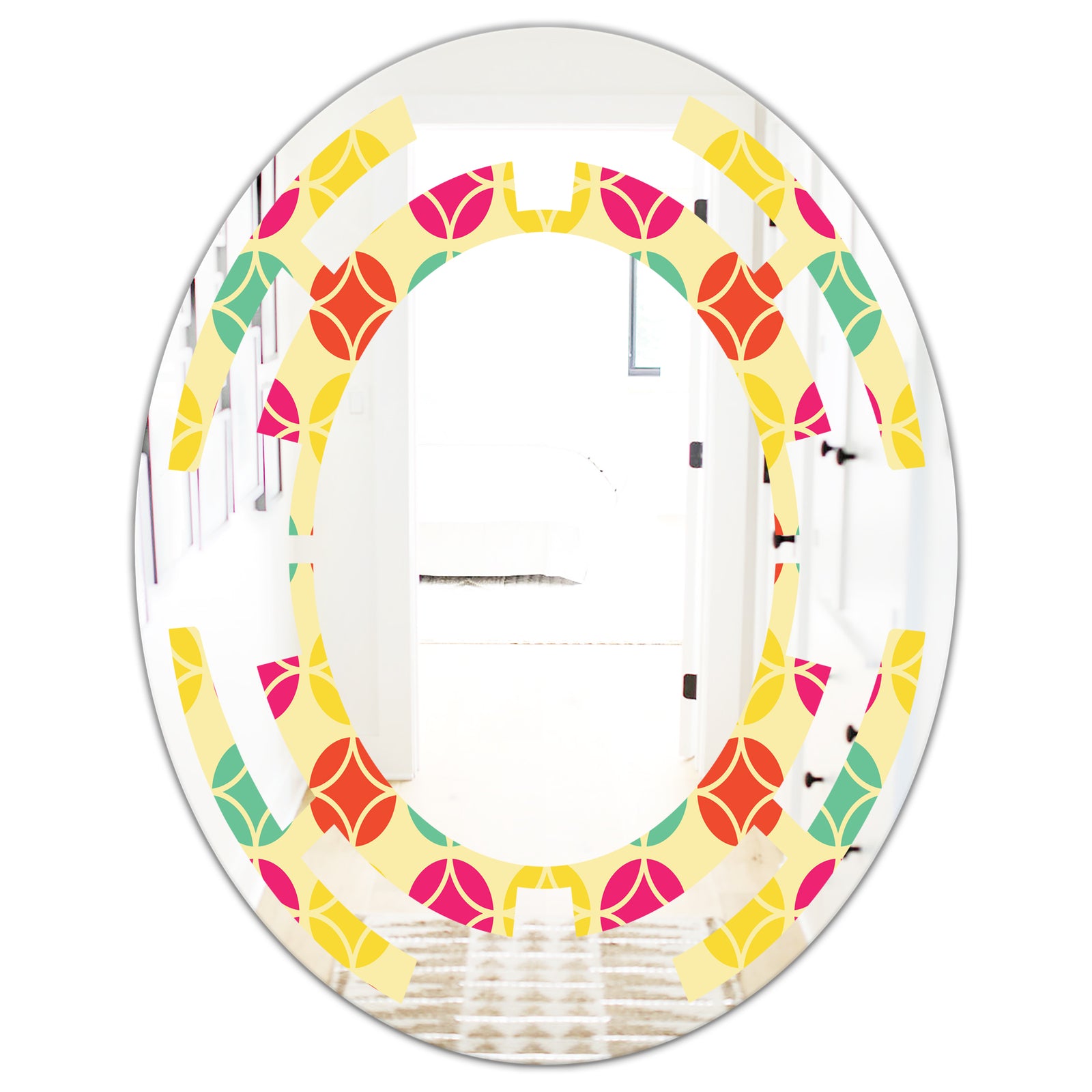 Retro Circular Pattern VII - Modern Round or Oval Wall Mirror - Space