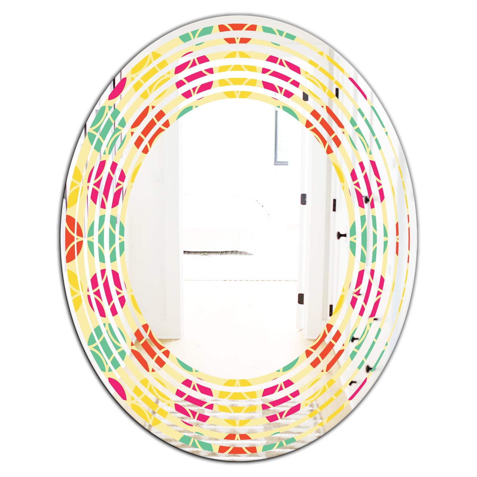 Retro Circular Pattern VII - Modern Round or Oval Wall Mirror - Wave